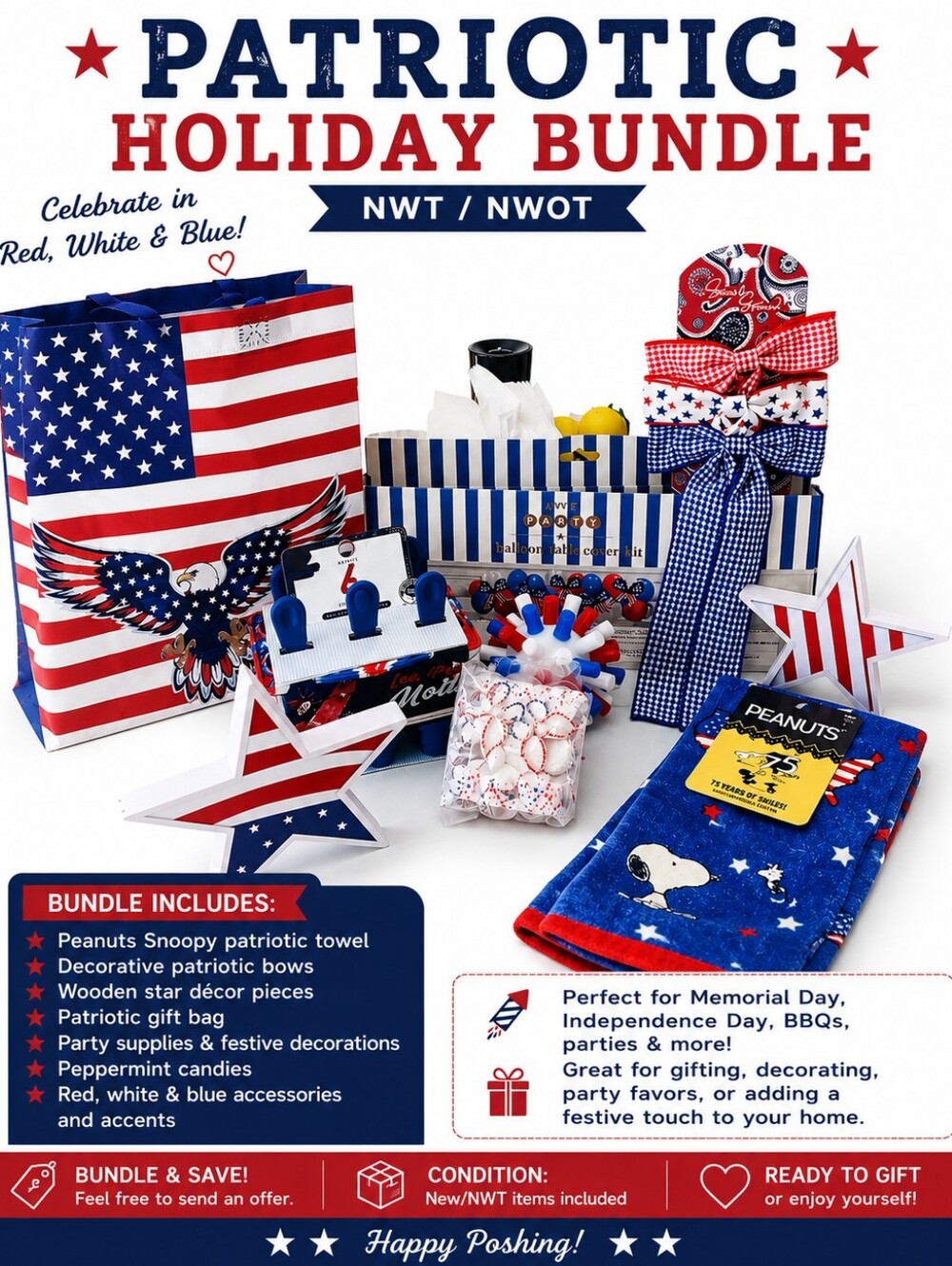 🇺🇸 Patriotic Holiday Bundle – NWT/NWOT 🇺🇸